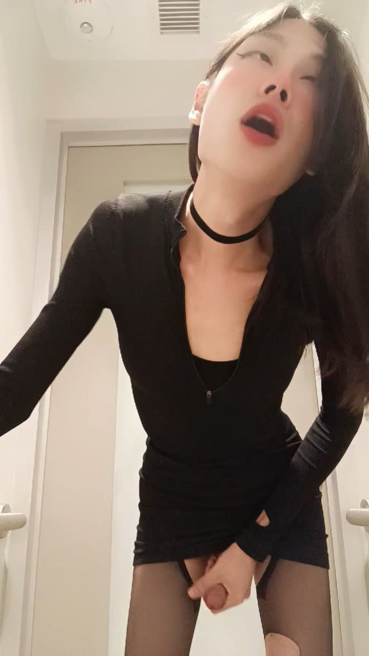 Femboy masturbating in school bathroom, wishing someone can fuck me into a drooling ahegao whore