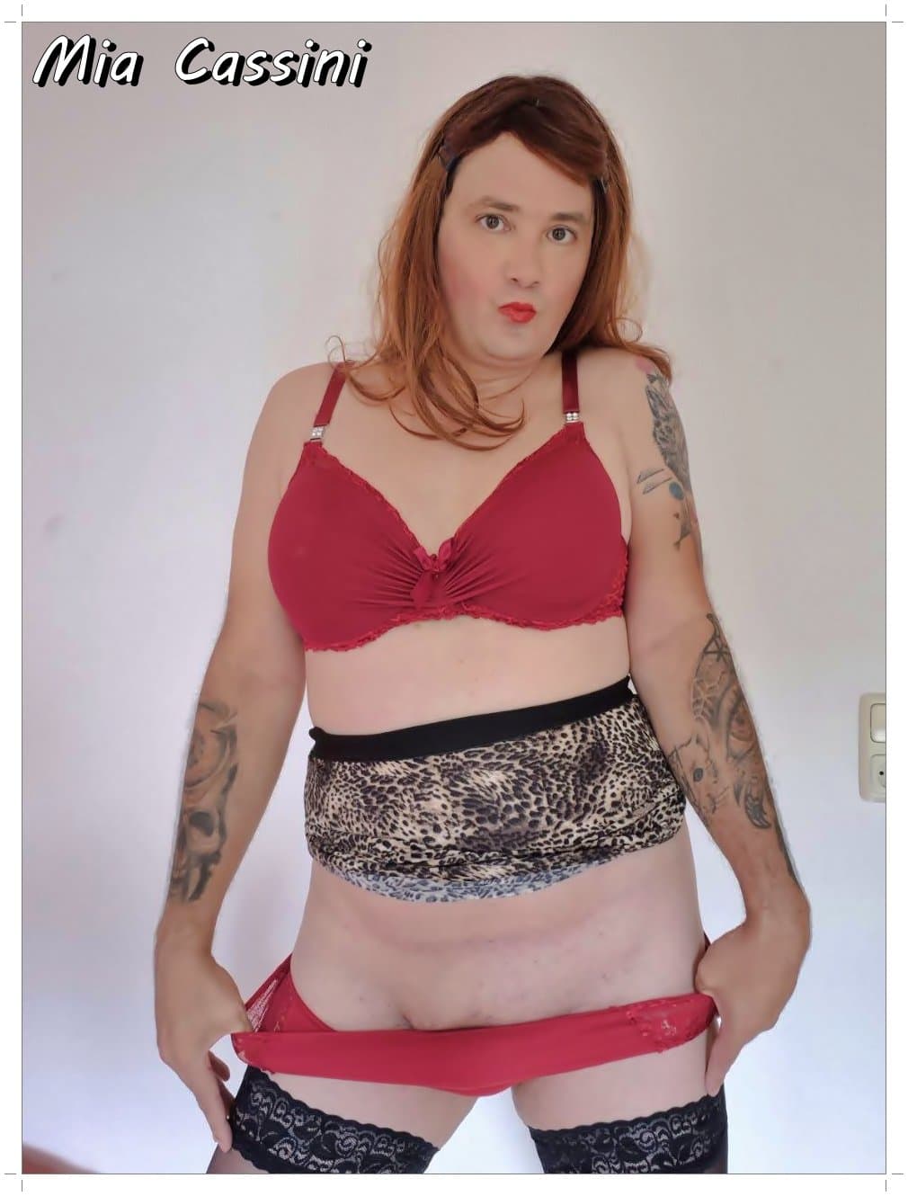 Red Lingerie and Miniskirt