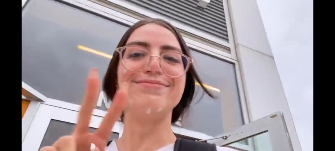 19 Y.O. depraved girl sucks dick sloppy deepthroat and walks down the street with cum on her face