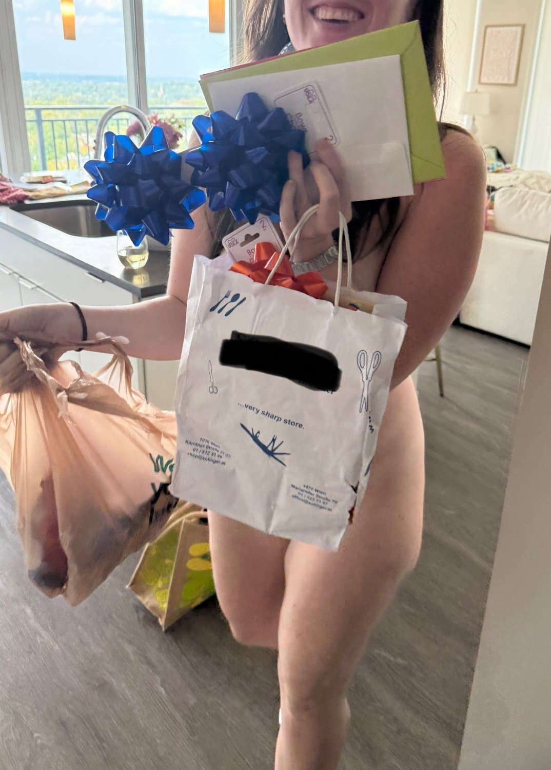 Amateur college GF teasing curvy body BF in her Bday suit