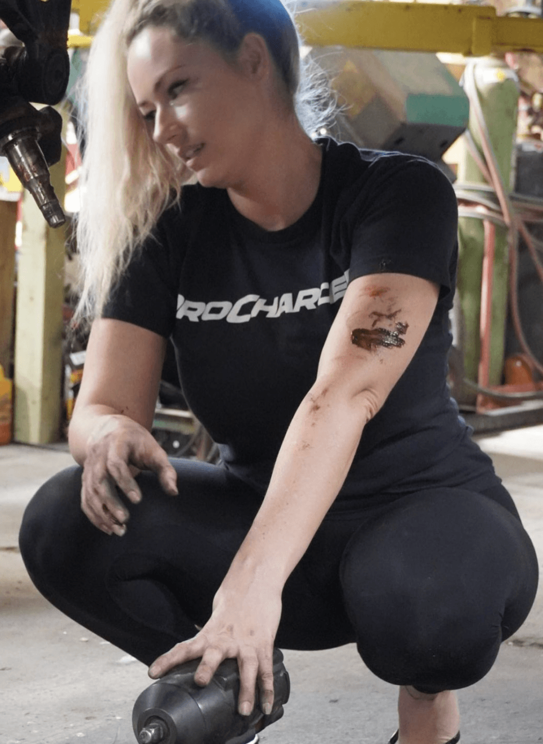 Beautiful thick blonde mechanic slut