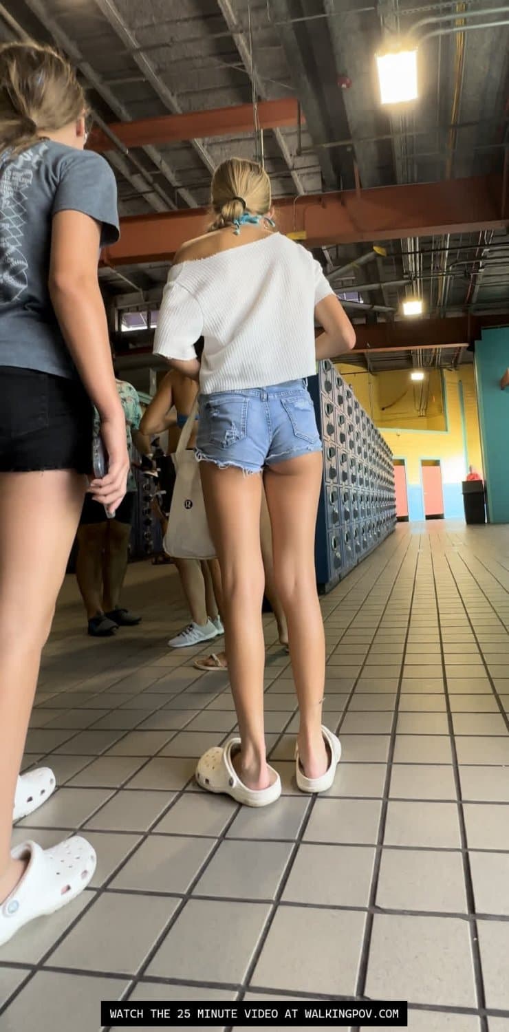 Caught Spying: Following my hot neighbor at the park in her tiny denim shorts