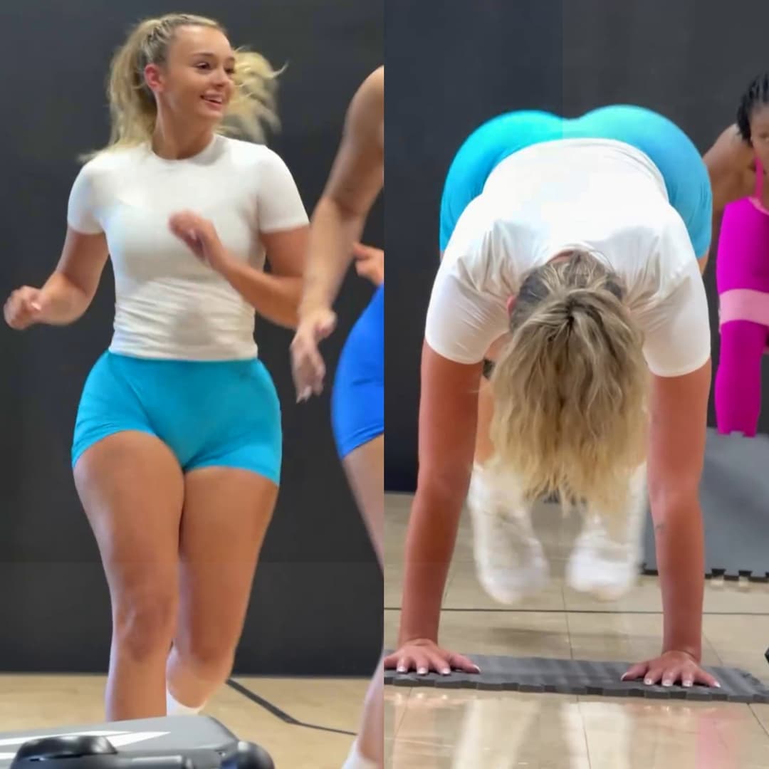 Excersizing teen blond makes me crave anal