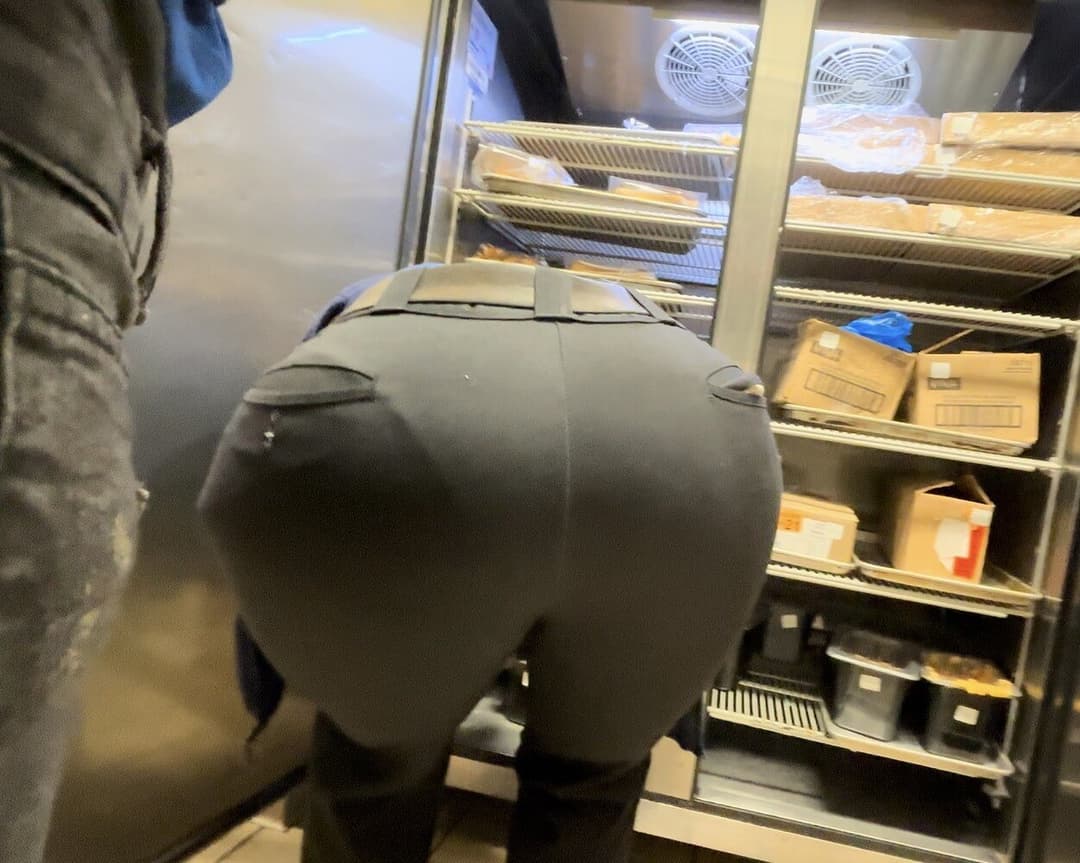 Click to view full size closeups of my big booty ebony milf managers bending over for me
