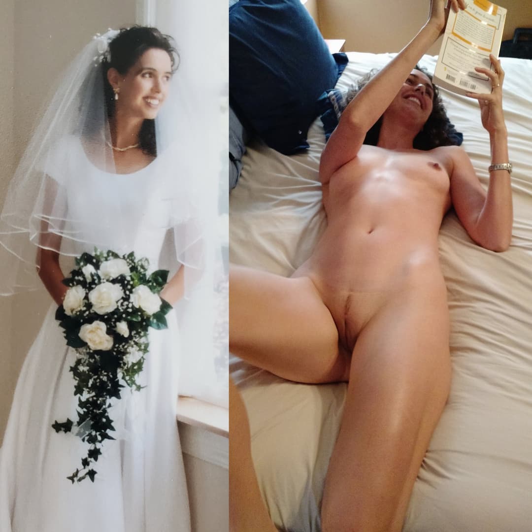 Bride dressed undressed bare pussy