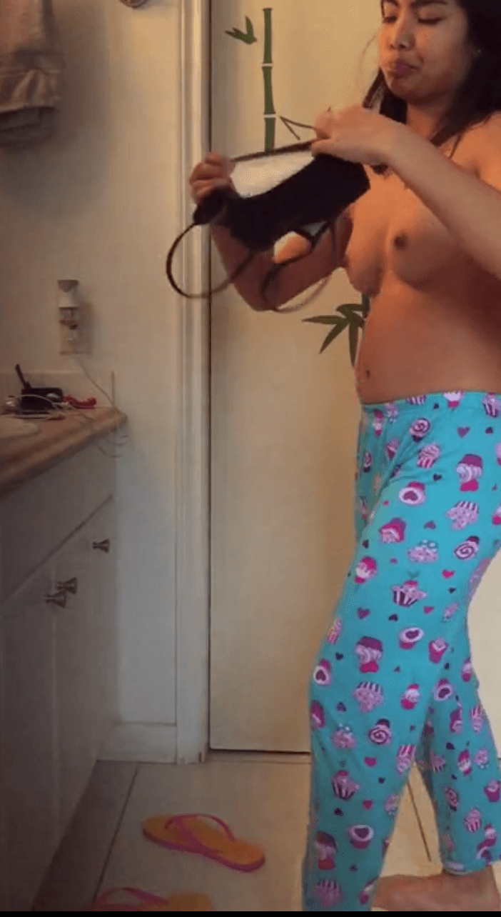 Click to view full size Asian teen 18 caught on hidden cam in the bathroom dancing away. Repost her and enjoy