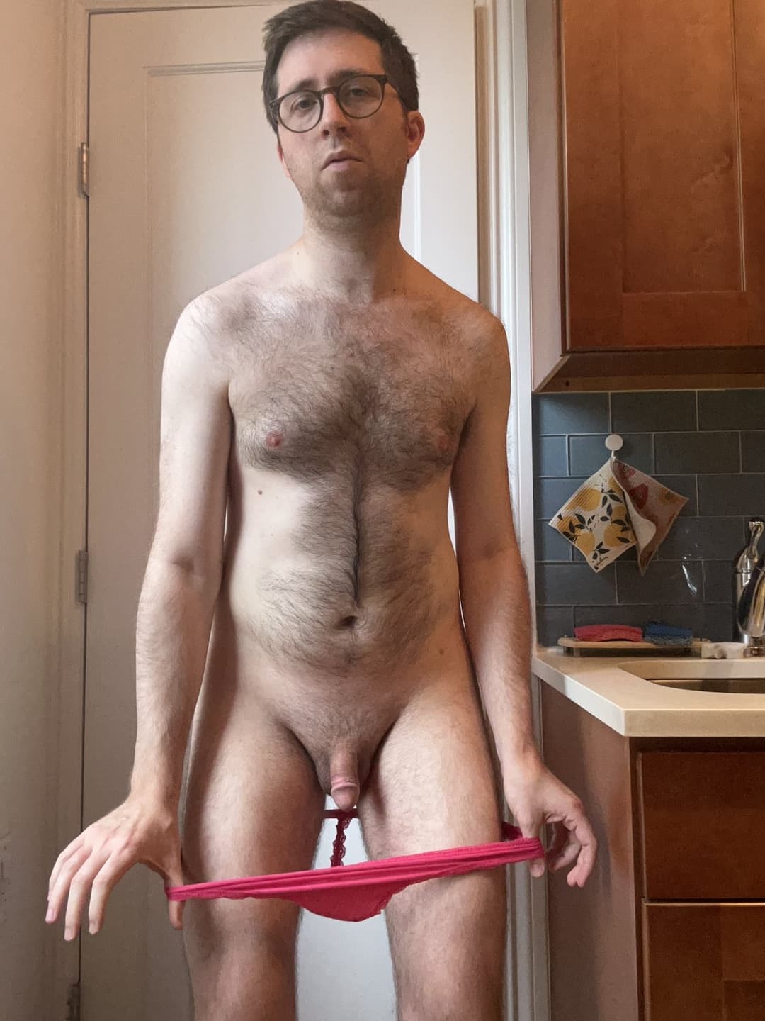 Click to view full size Laugh at this naked nerdy panty-wearing little dick loser!