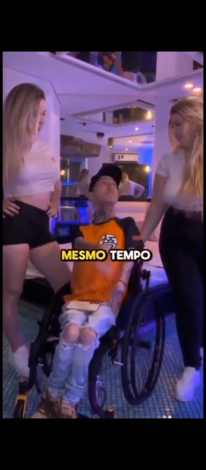 Disabled man fucks 2 beautiful women