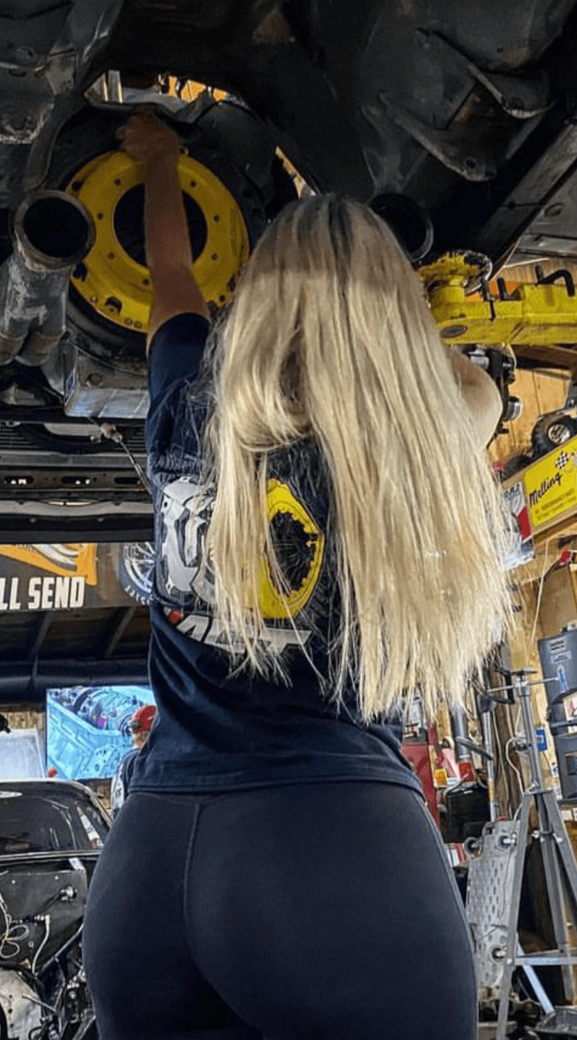 Beautiful thick blonde mechanic slut
