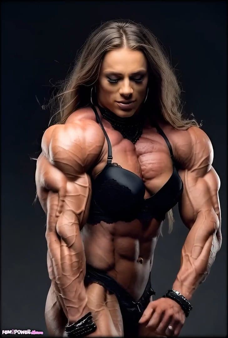 Muscle worship makes her hypertrophic masses get bigger and harder, like an erection