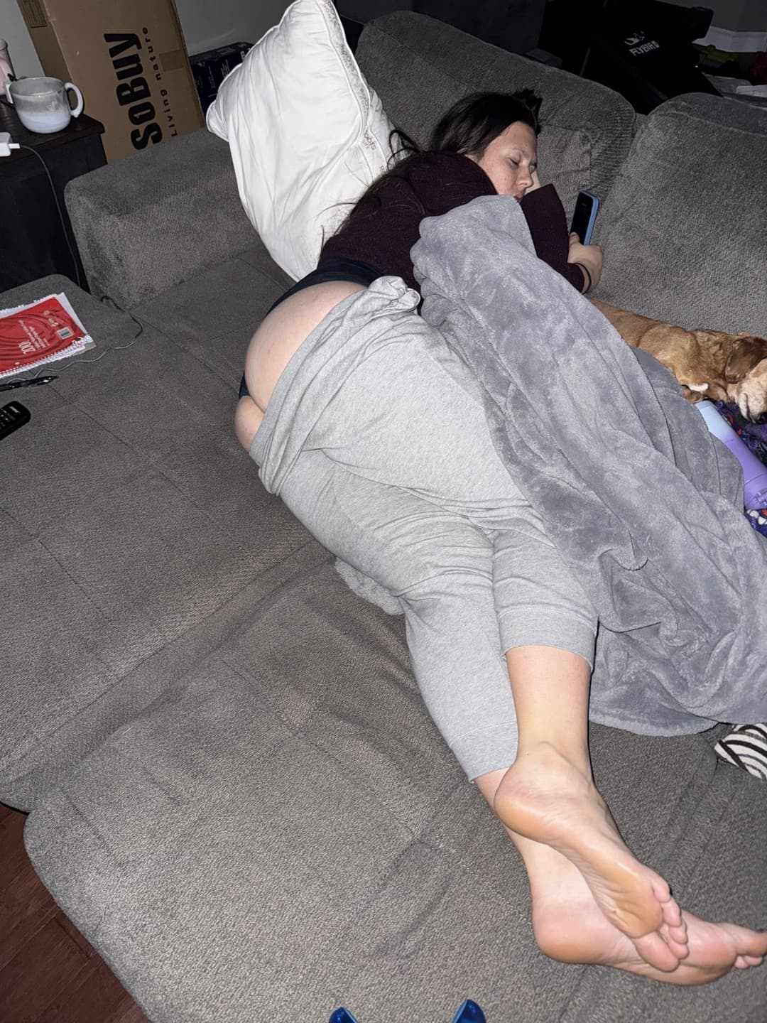 Wife’s feet and ass . Awake and asleep.