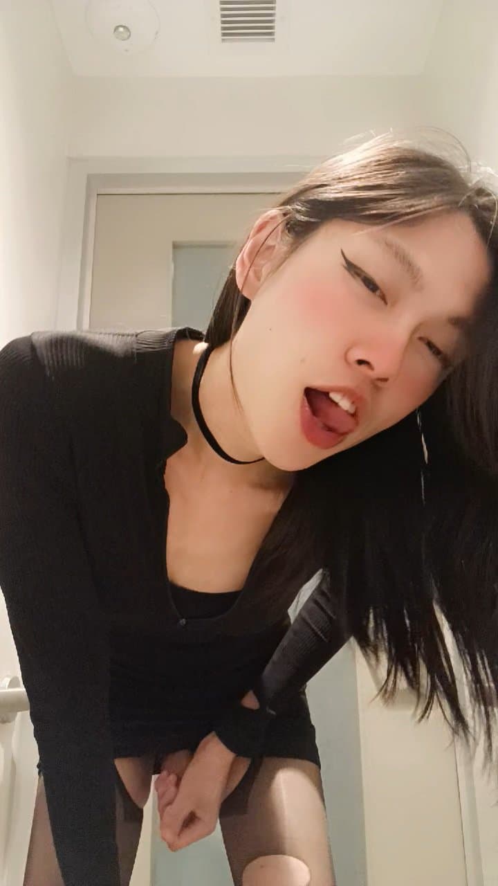 Femboy masturbating in school bathroom, wishing someone can fuck me into a drooling ahegao whore