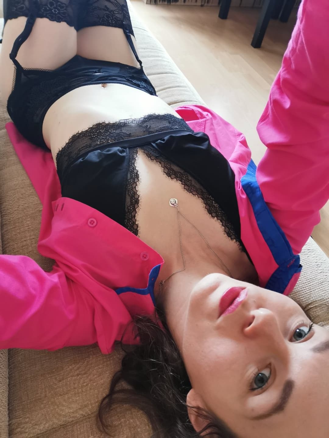 Horny flight attendant knows her charms