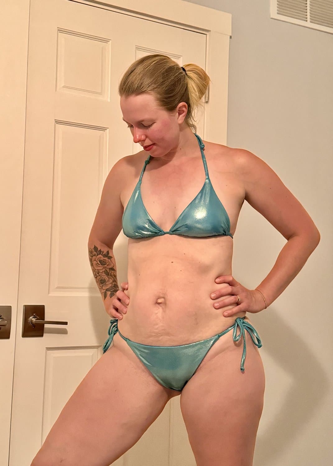 Amateur wife Bikini Strip Selfies