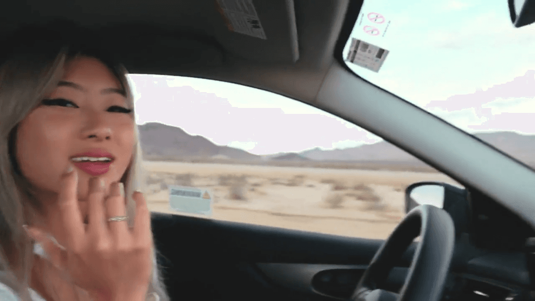 Gorgeous Asian Babe Jerks Cock in Moving Car