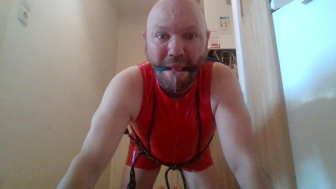 PigSlaveAndy in Latex Bondage