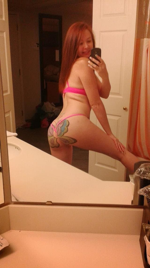 Ginger with butterfly ass tattoo