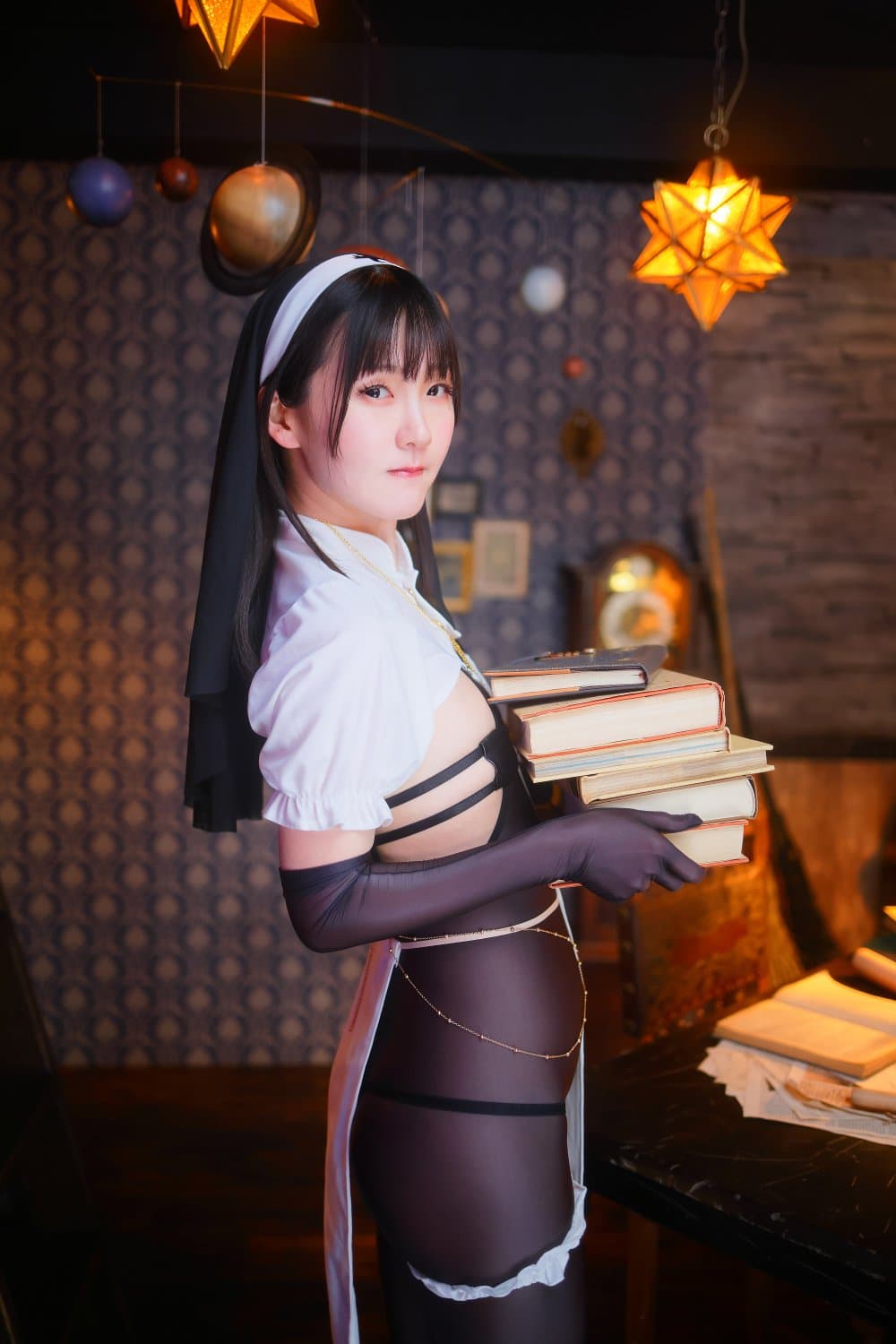 Asian beauty chiruchiruyuki play a pure nun during the day and a slutty maid at night
