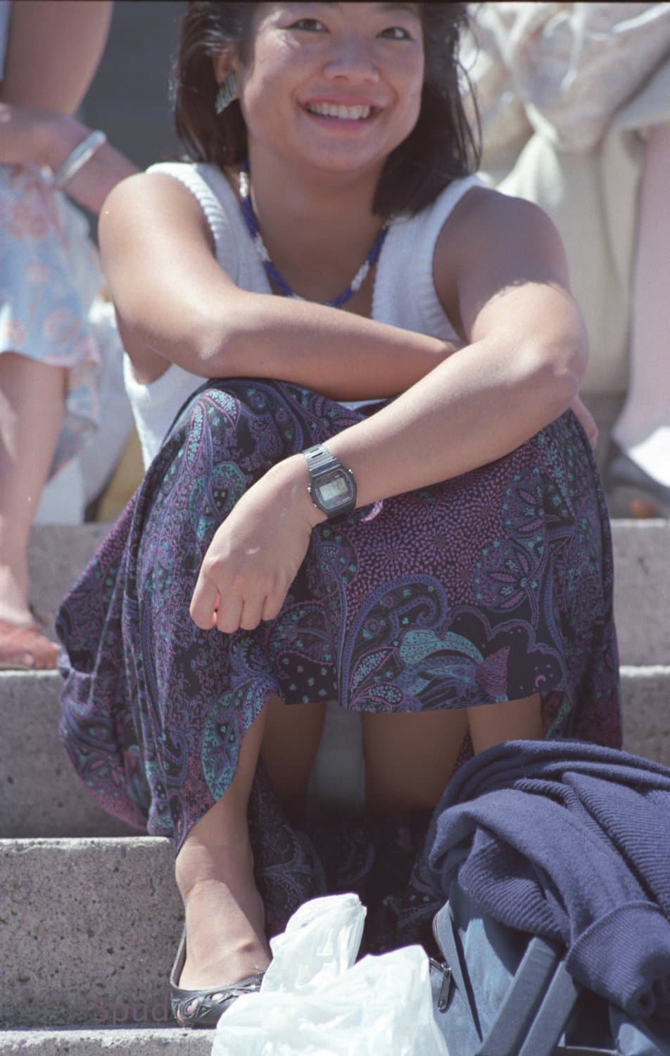 Cute asian milf upskirt showing her white panties