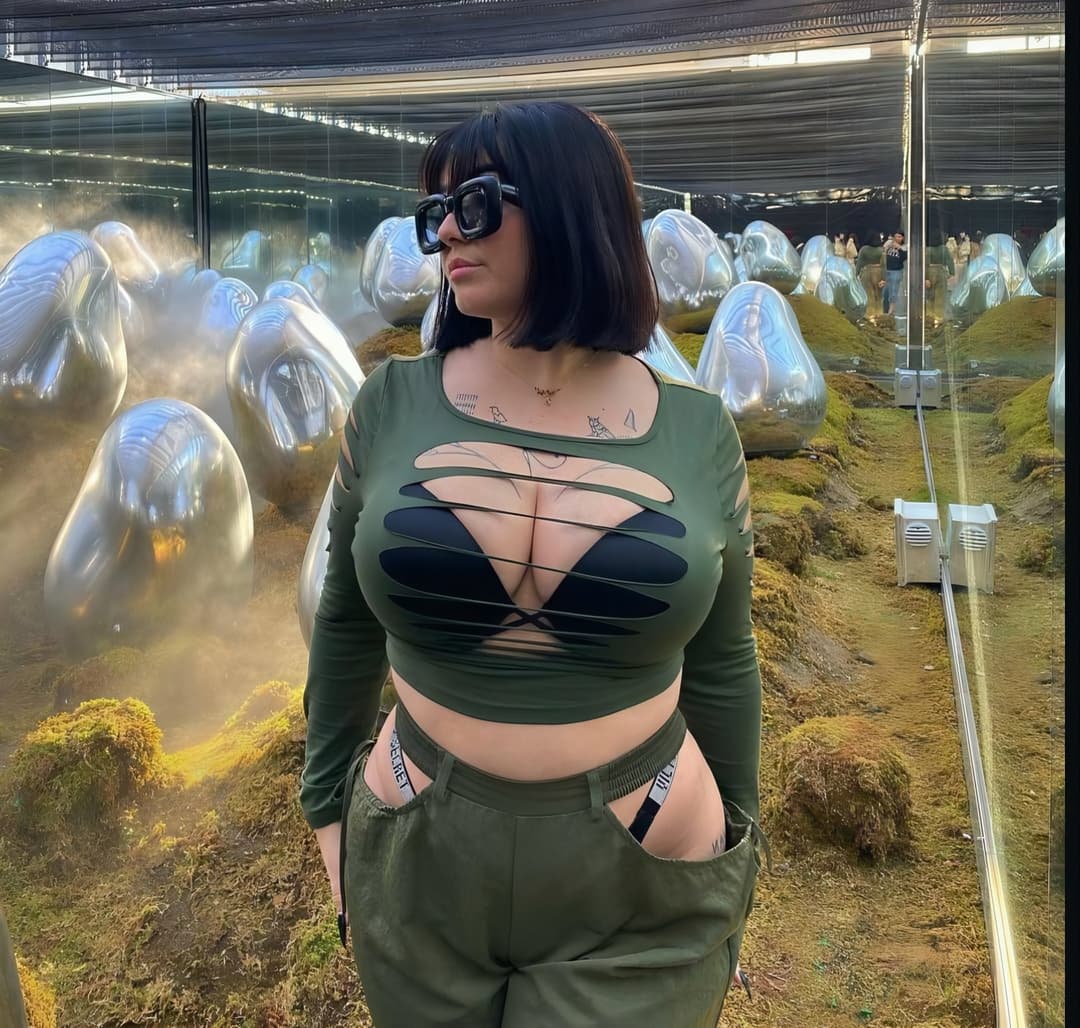 Click to view full size Big titted, big ass goth slut loves showing off, twerking, and touching her tits