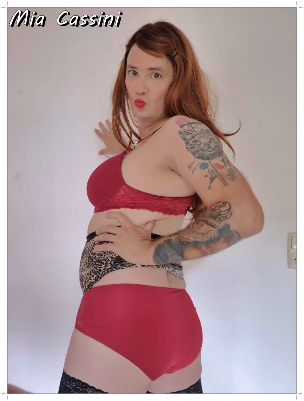 Red Lingerie and Miniskirt