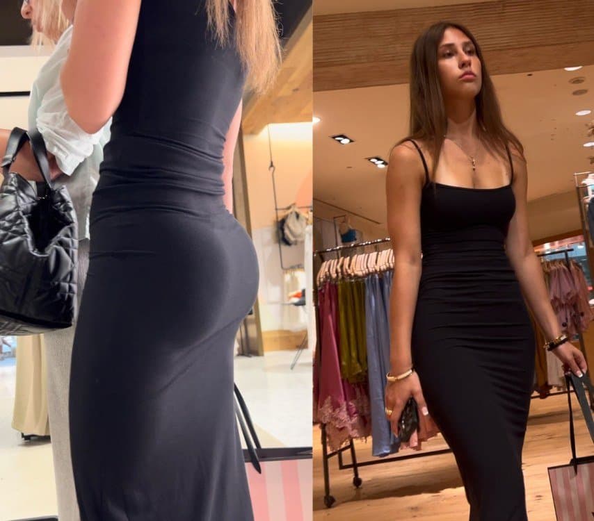 tight teen slut with perfect ass in black dress