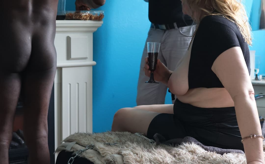 Black Bulls fucking and breeding blonde busty Milf at love Swing and Hubby films her Orgasm SexParty