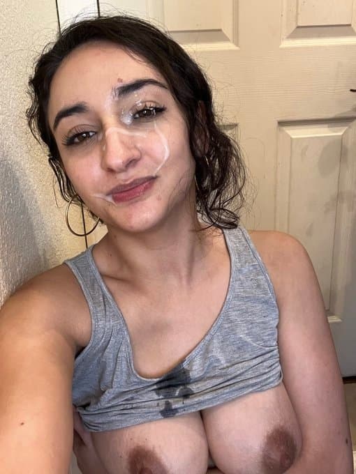 Young brunette cum slut facials