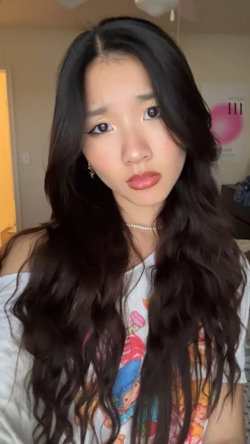 Asian teen Abg with super pretty face shows off her hair and titties. Cute little Ahegao face