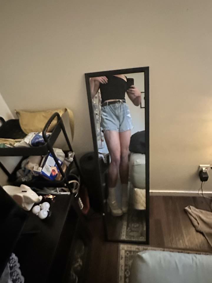 skinny fag-husband wearing wifes lingerie and gets horny from posing! CBT! kik: dammyxo