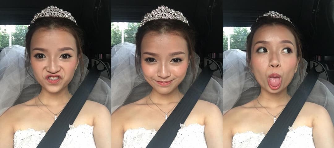 Pretty Viet bride giving blowjob on her wedding night