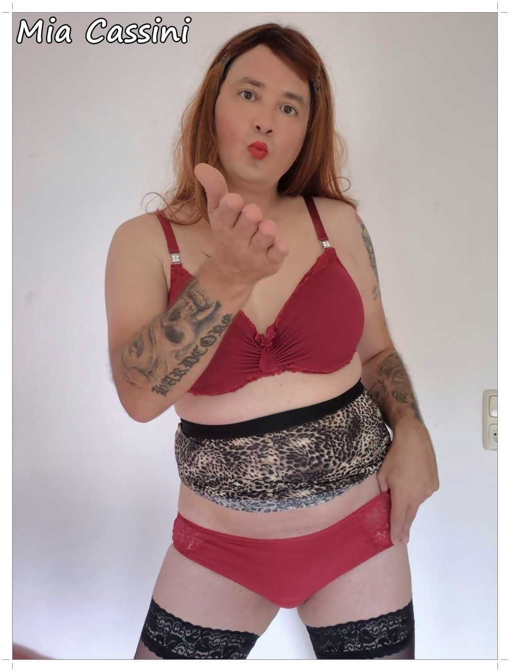 Red Lingerie and Miniskirt