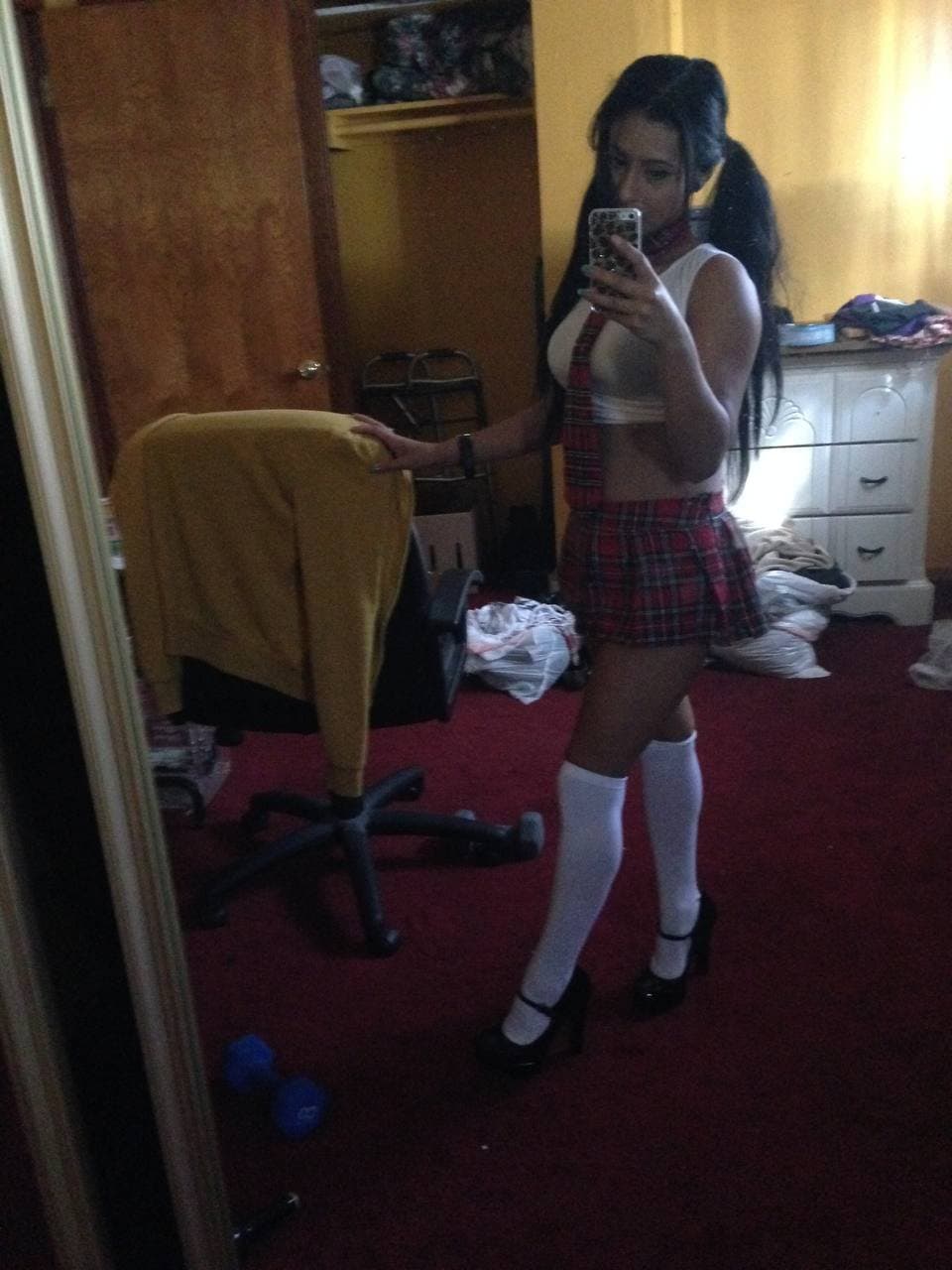 Aimee loves to dress as a naughty schoolgirl