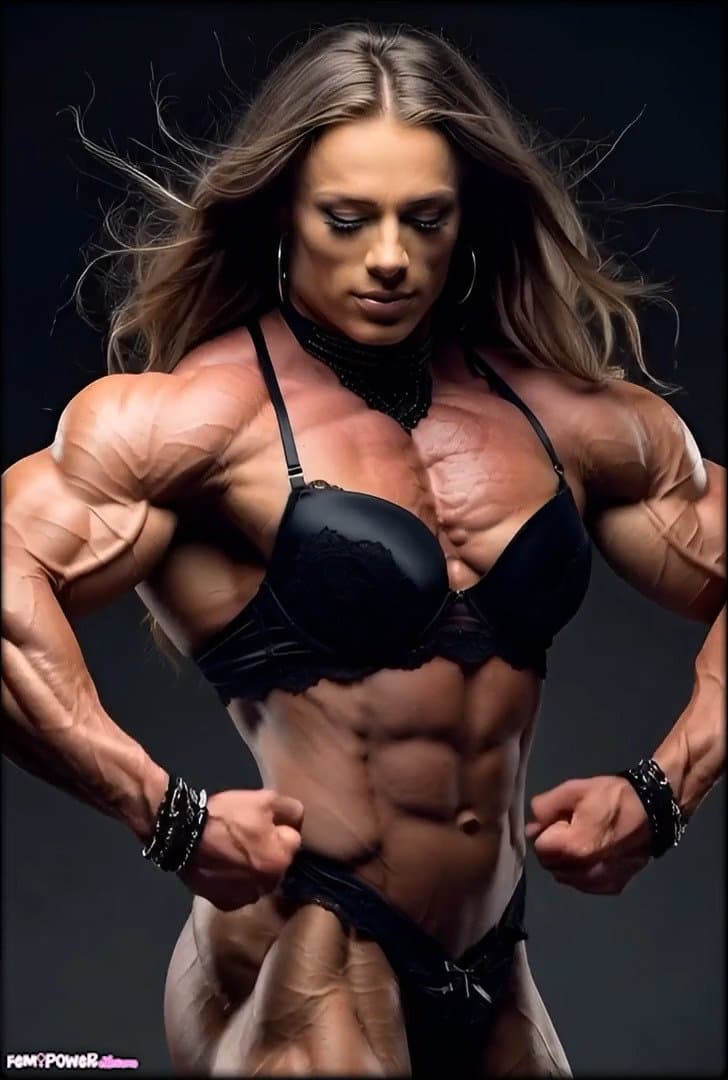 Muscle worship makes her hypertrophic masses get bigger and harder, like an erection