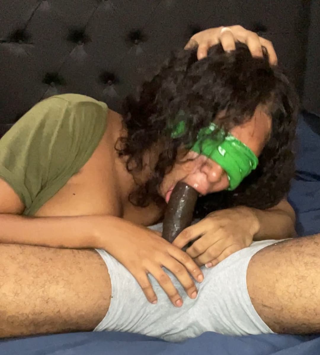 messy sloppy bbc blowjob from Ebony and throat fucking with cumshot facial