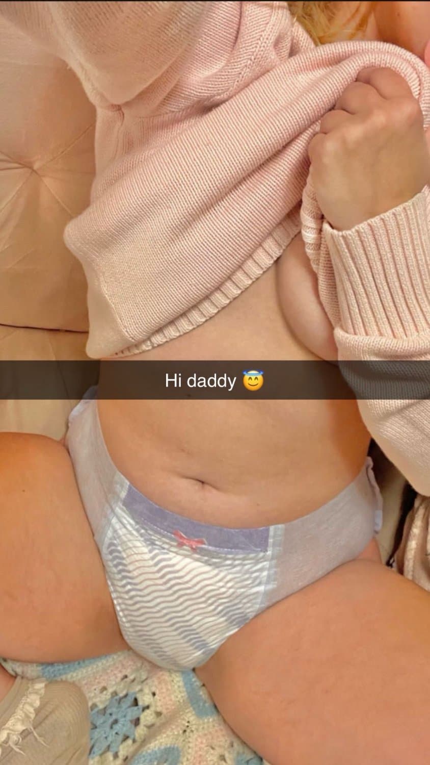 Hot strawberry blonde loves filling her diapers on Snapchat