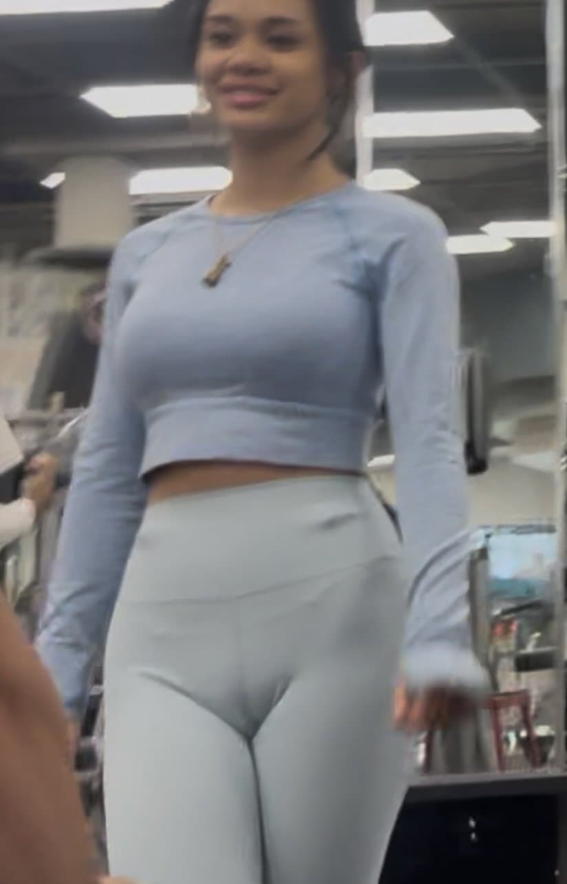 Asian babe showing off her body in the gym. Hot gstring print. Cameltoe ! Like & comment if u enjoy