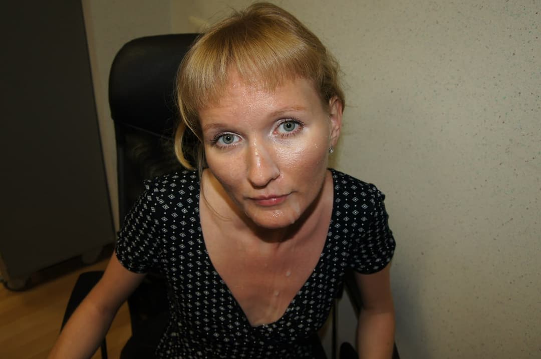 Zoya Slut Wife Posing with Cum on her Face in the Office