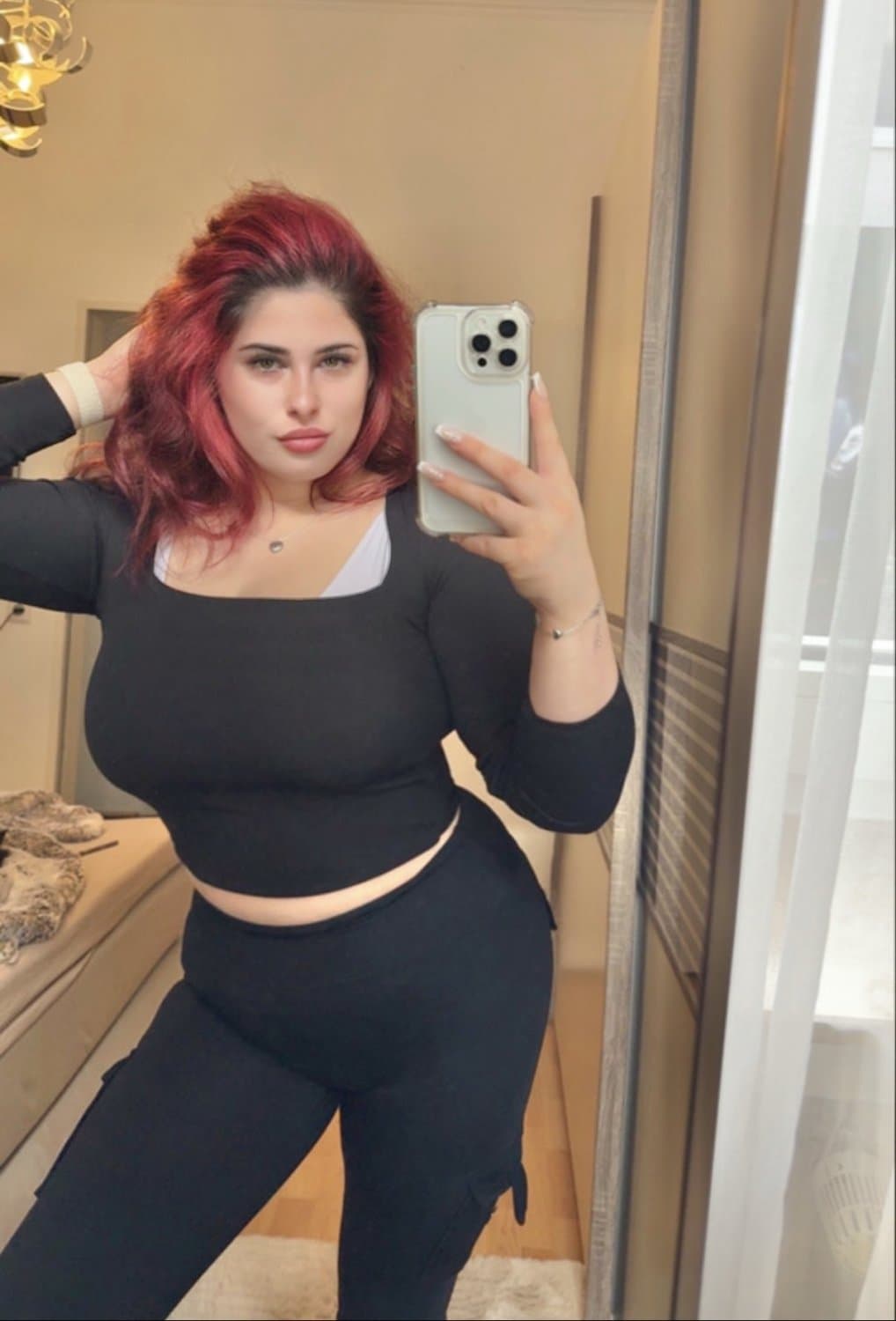 Chubby bitch with red hair and big boobs