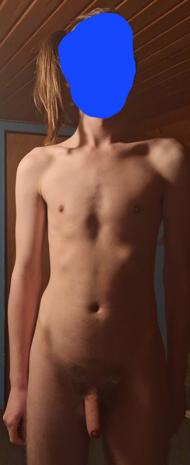 Naked Femboy with ponytail