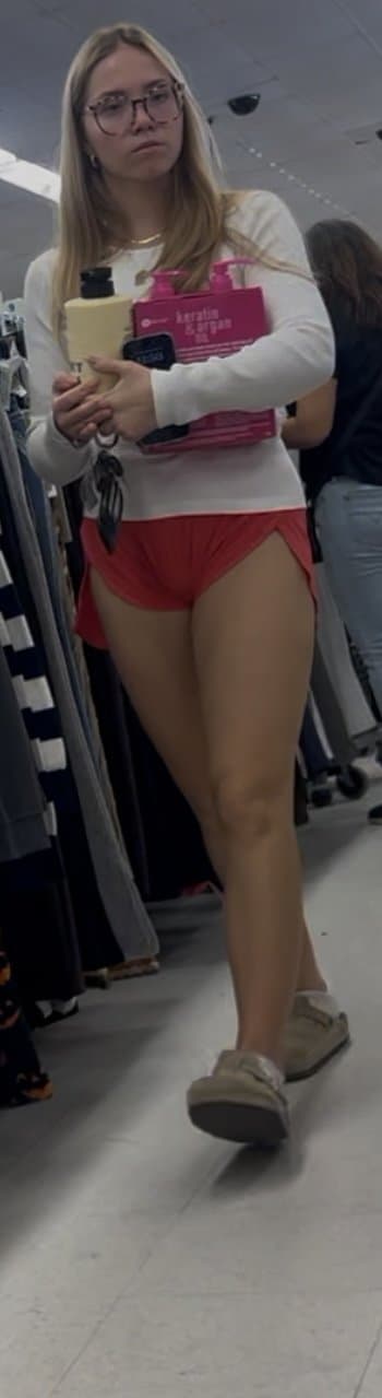 Tight shorts tight Pussy print blonde