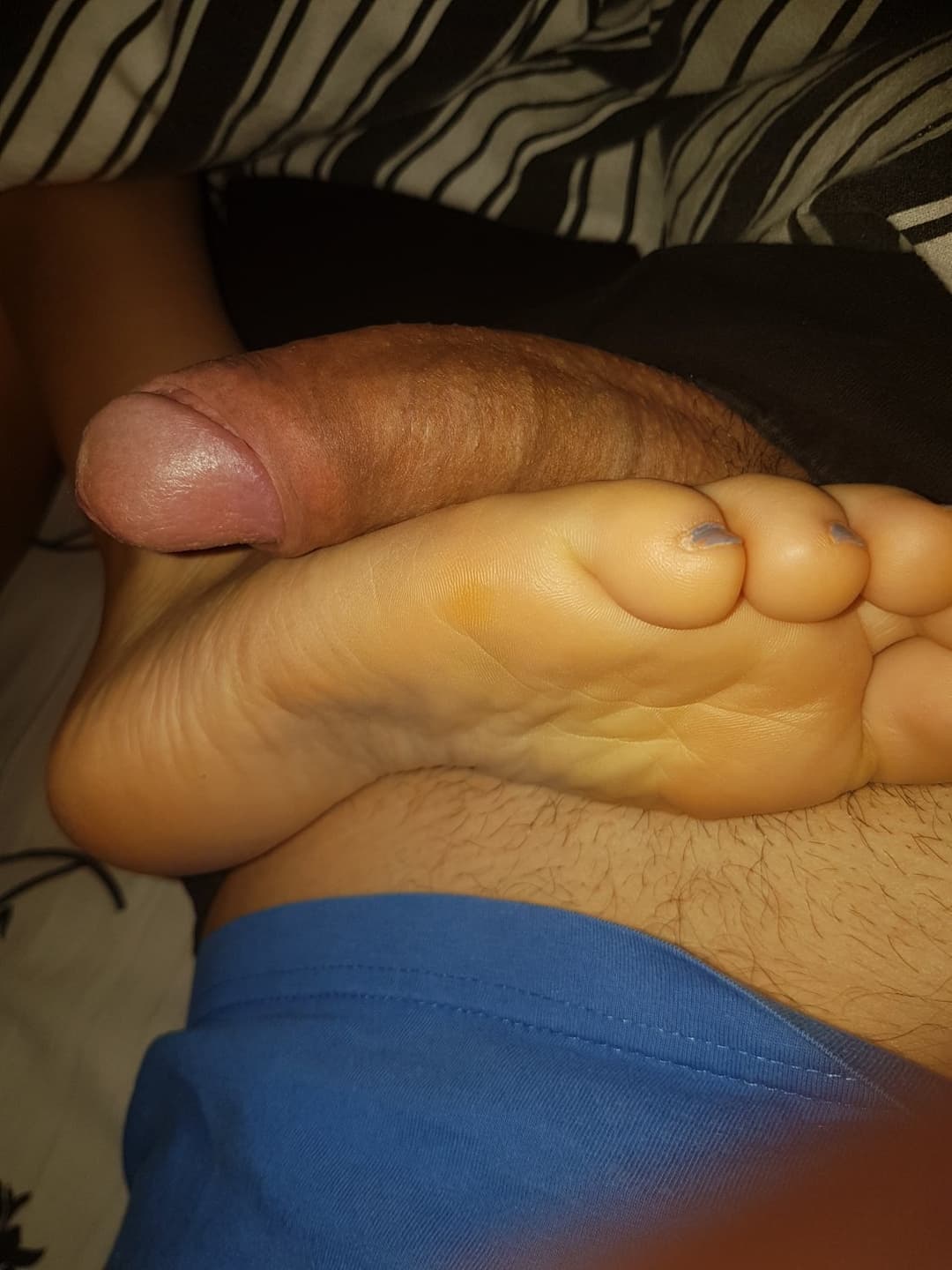 Big feet gf on small cock bf footjob femdom tease