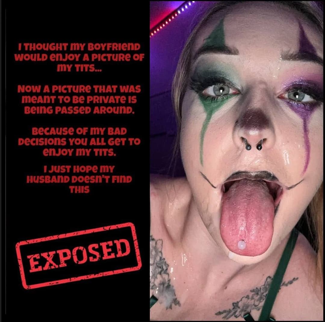 Look at this dumb clown fuck toy bitch is so dumb and stretched out she begs for cock