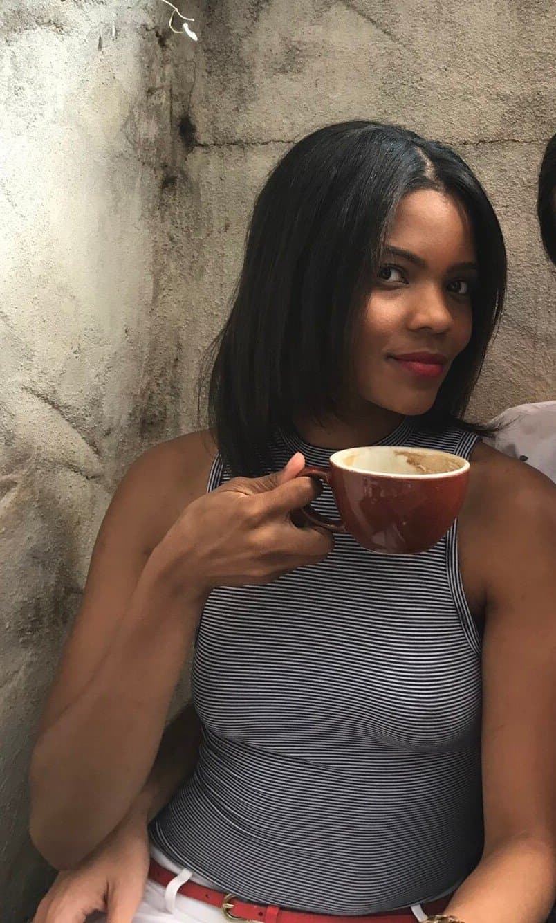 Black honey Candace Owens is brown sugar. Shut up this petite slut with white cock in her mouth
