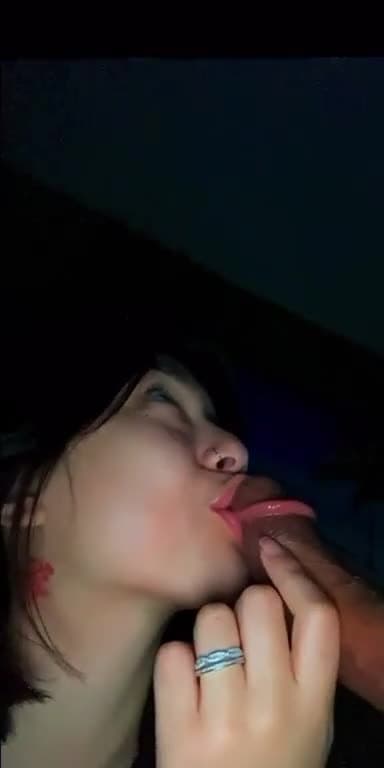 Asian Teen sucking and stuffing her mouth with thick cock.