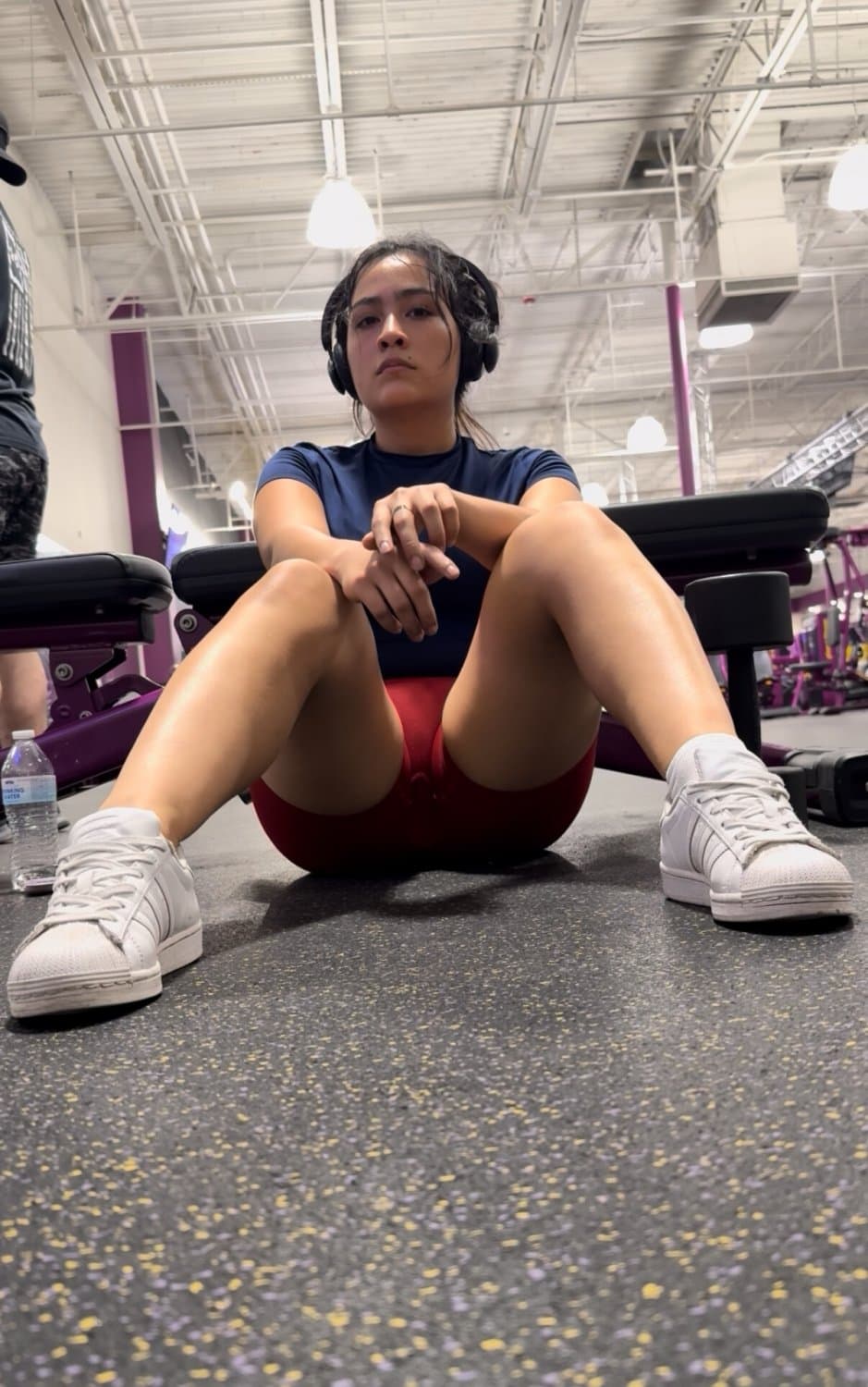 Creepshot Latina red gym shorts