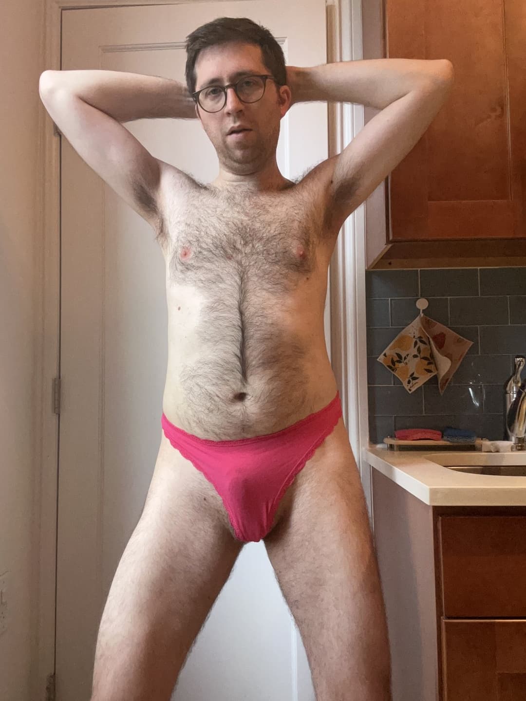 Click to view full size Laugh at this naked nerdy panty-wearing little dick loser!