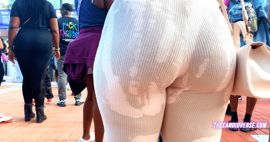 Full White Milky Leggings & Hot Tight Blue Leggings on Blonde Latina