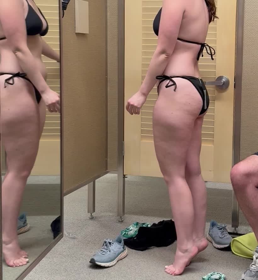 Cute college GF teasing curves in bikini try on haul