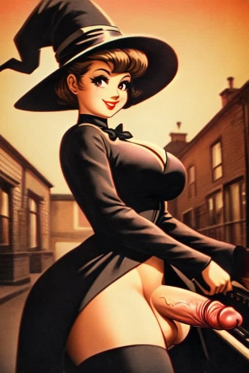 Vintage Style Halloween AI Futanari Artwork That I Generated